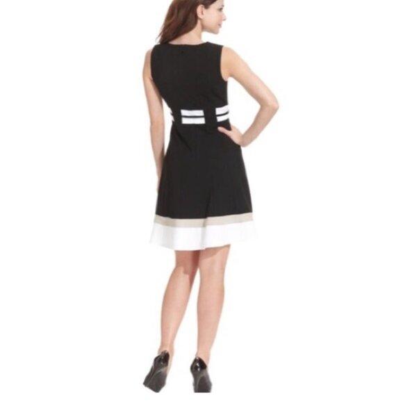 Calvin Klein Women Fit & Flare Casual Formal Dress Sleeveless Black Belt Sz 14 - Picture 9 of 13